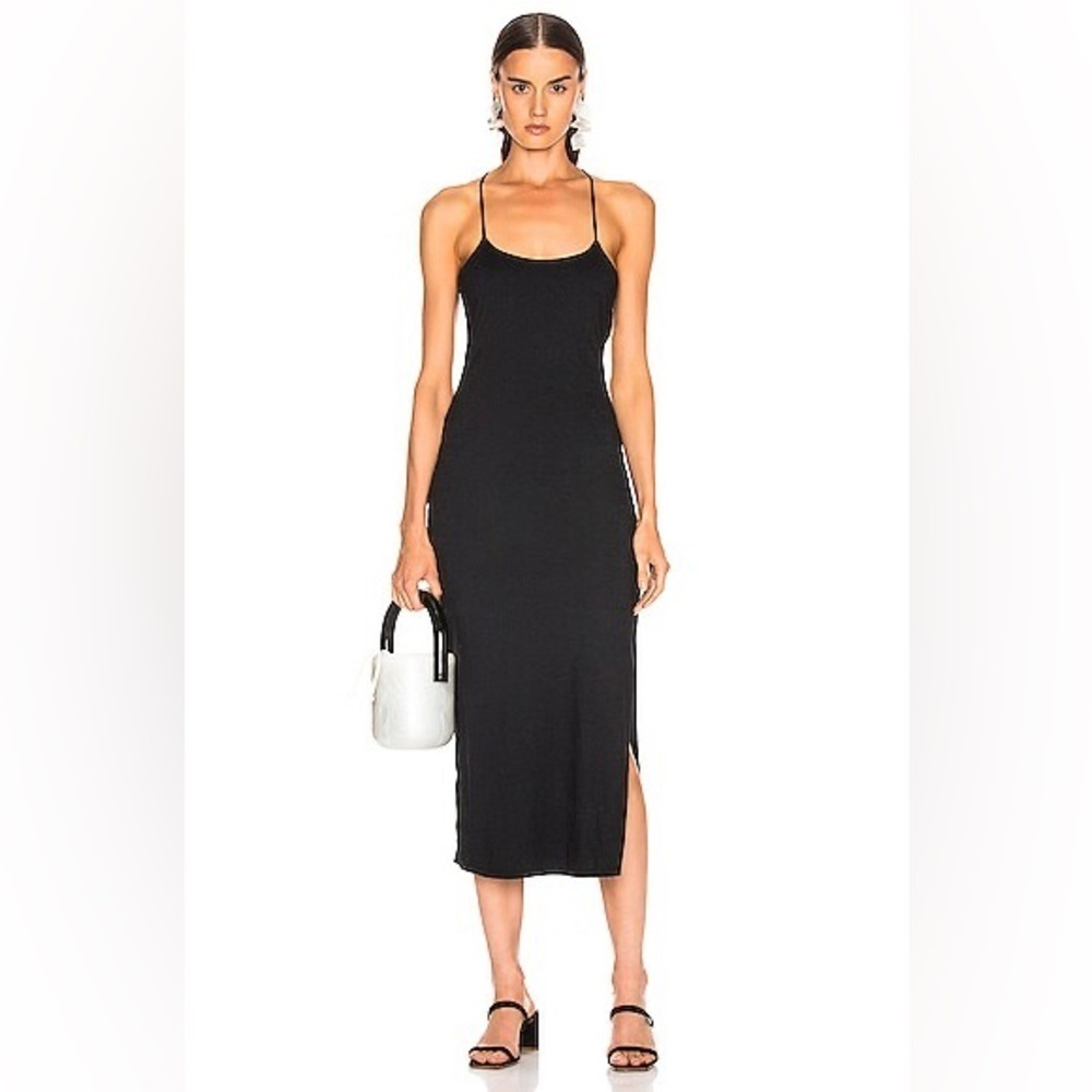 AG Adriano Goldschmied Black Cotton Blend Tank Midi open back Dress in Size L